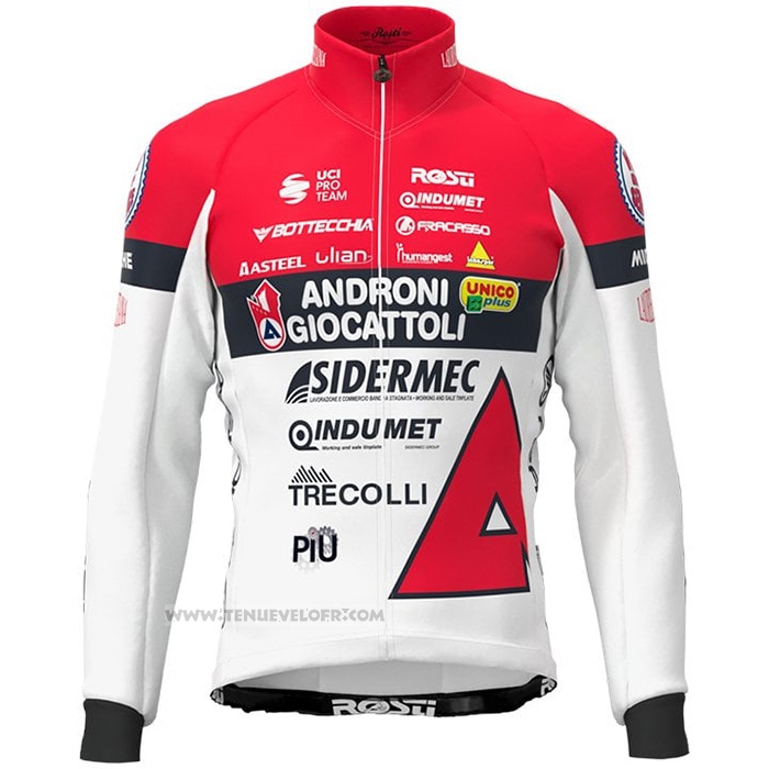 2021 Maillot Cyclisme Androni Giocattoli Blanc Rouge Manches Longues et Cuissard